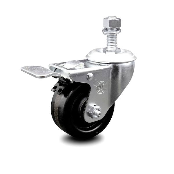 3 Inch Phenolic Swivel 1/2 Inch Threaded Stem Caster with Total Lock Brake SCC